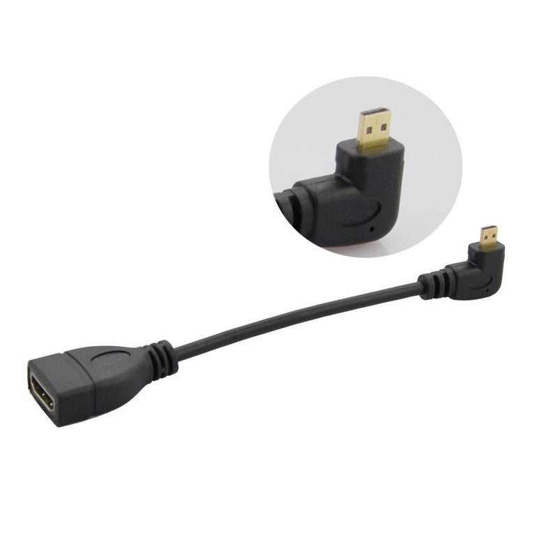 Seadream Angled Micro HDMI to HDMI Adapter Cable 6" 15CM 90 Degree Micro HDMI Left-Toward Male to HDMI Female Cable Adapter Connector (Left-Towardl) - Image 1
